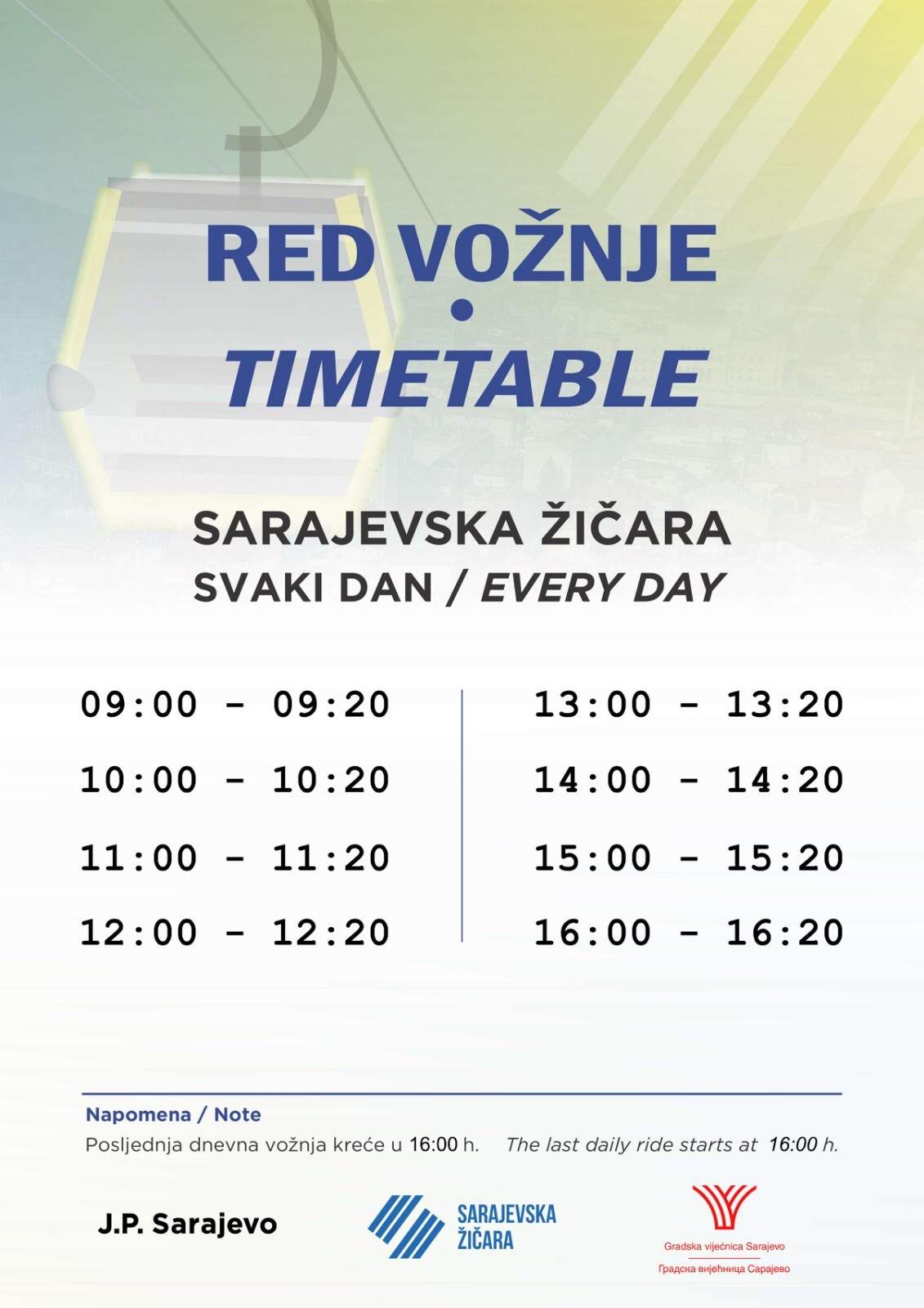 red voznje zicare.jpg - Uspostavljen red vožnje na Trebevićkoj žičari